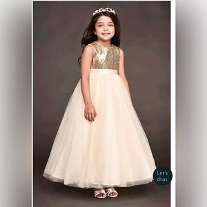 DAVID'S BRIDAL NWT 
Heart Back Sequin and Tulle Flower Girl Gown girls size 10